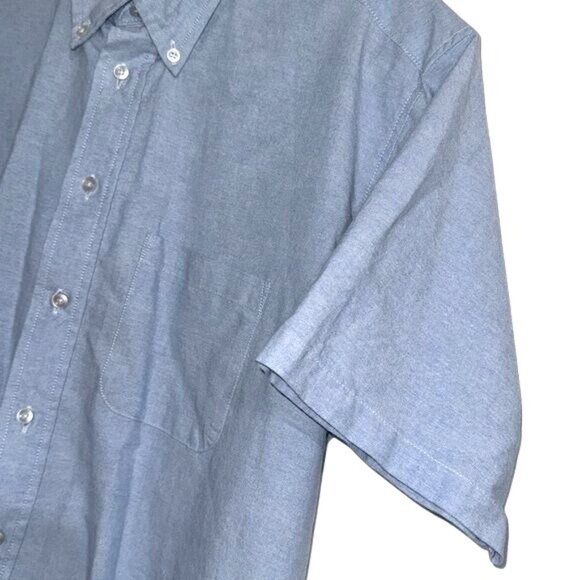 Edwards Light Blue Short Sleeve Button-Down Shirt LT Cotton/Polyester Mens Workw - Picture 5 of 8